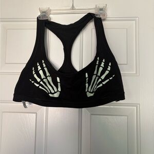 PINK Victoria’s Secret Black Sports Bra with Skeleton Hand Design XXL